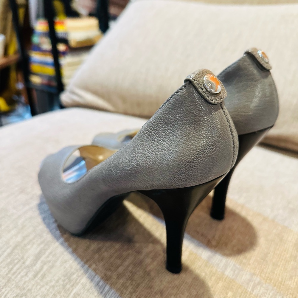 Michael Kors Charcoal Peep Toe Heels - Picture 2 of 3